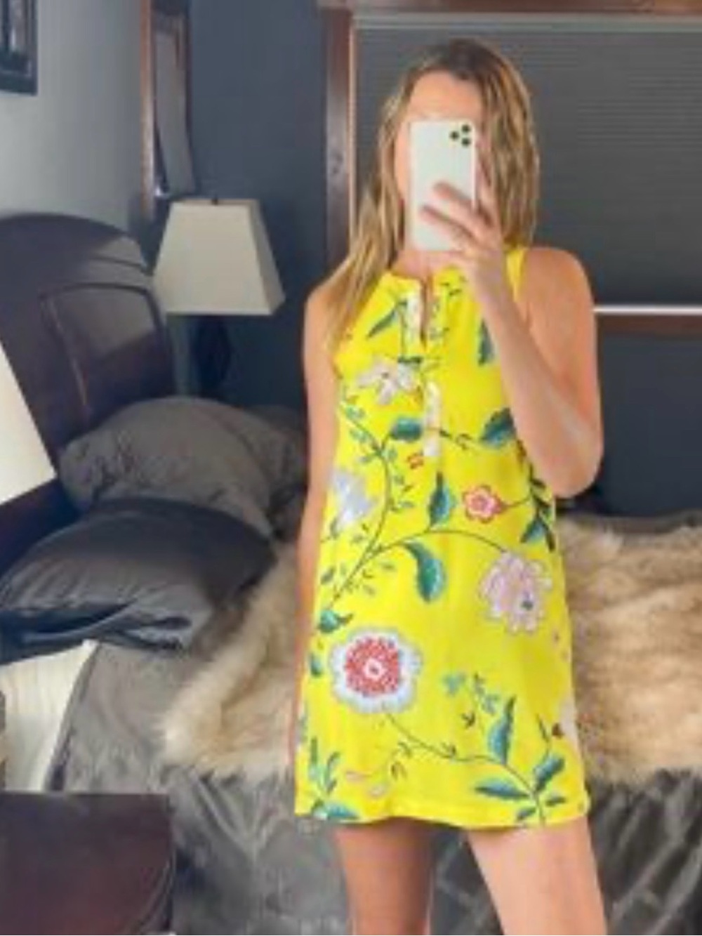 LOFT Yellow Top with Teal Accent